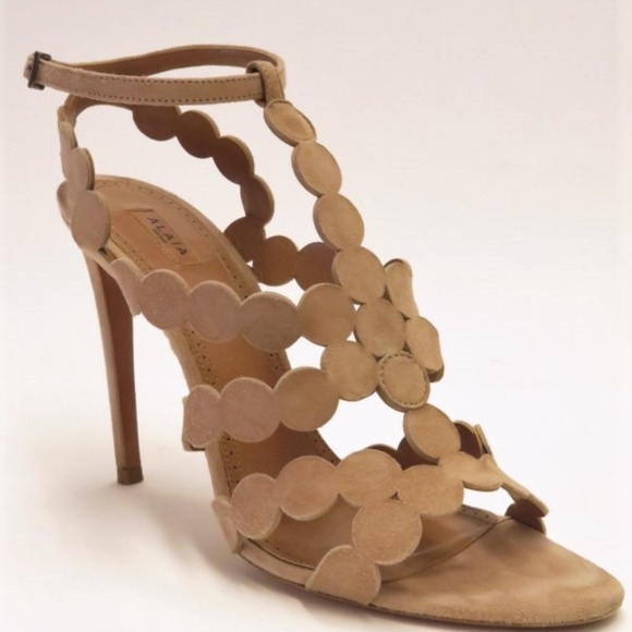 Alaia Shoes - Alaia Laser Cut Suede Sandal Blush Nude